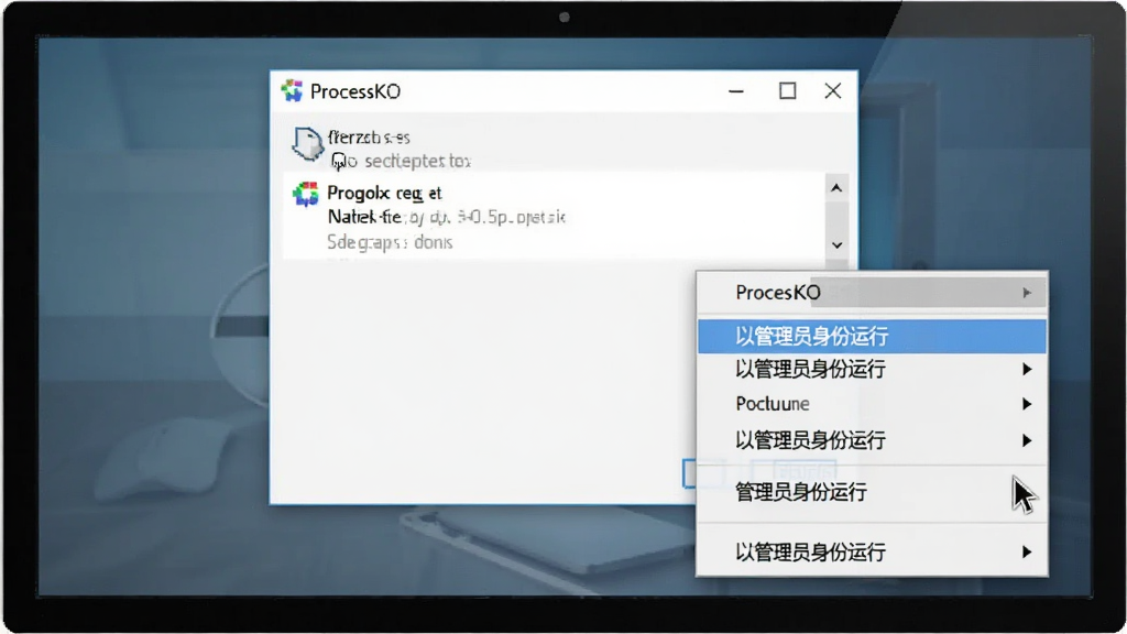 ProcessKOʹ�ü���ʾ��ͼ������չʾһ��������Ļ����Ļ����ProcessKO������Ҽ��˵����˵��и�����ʾ