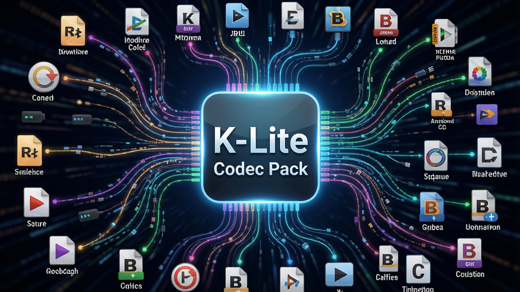 һ���ԡ�K-Lite Codec Pack��Ϊ���ĵ�ȫ��ʽ�������ͼ��������һ�����������ͼ��λ�ڻ������룬�����������������ɫ�����������Ÿ��ָ�ʽ��ͼ�꣬���ֳʷ���״���Ű�������У����Ϊδ���Ƽ��У�ϸ�ڰ��������ĸ�ʽ���ֱ�ǩ�������Ĺ�ӰЧ��������Ϊ���壬����ɾ��޸���Ԫ��