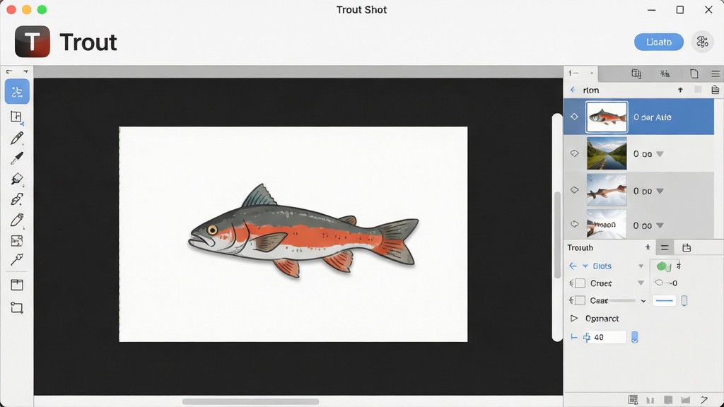 һ��չʾ Trout �����������ͼƬ�����������Ǽ���ͼƬ�༭�����������Ϊ���������Ҳ�Ϊͼ���������壬�����˵��������ɼ����������ִ���ˬ������ͻ�� Trout ����������ͼ�꣬���ֹ������Ű���⣬���Ϊ���Ƽ��У�ϸ�ڰ�����ťͼ����Ԥ������ͼ�����ʸ��壬�ɾ����޶���Ԫ�ء�