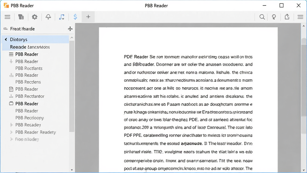 一张展示 PBB Reader 文档阅读功能的图片,画面中软件窗口内显示一份 PDF 文档,窗口左侧有目录导航,右侧是文档内容区域,顶部有软件名称“PBB Reader”,整体风格清新素雅,画质清晰,无多余元素