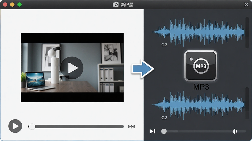 һ��չʾ����MP3��Ƶ��ʽת������Ƶ��Ƶ��ȡ���ܵ�ͼƬ������Ϊ�������������ʾ��Ƶ�ļ�����ͼ���Ҳ���ʾ��Ƶ���κ�MP3���ͼ�꣬�������ҷ������Ű����������Ϊ�ִ��칫�磬ϸ�ڰ�����Ƶ���Ű�ť����Ƶ����������ת����ͷ�����ʸ��壬�ɾ����޶���Ԫ�ء�