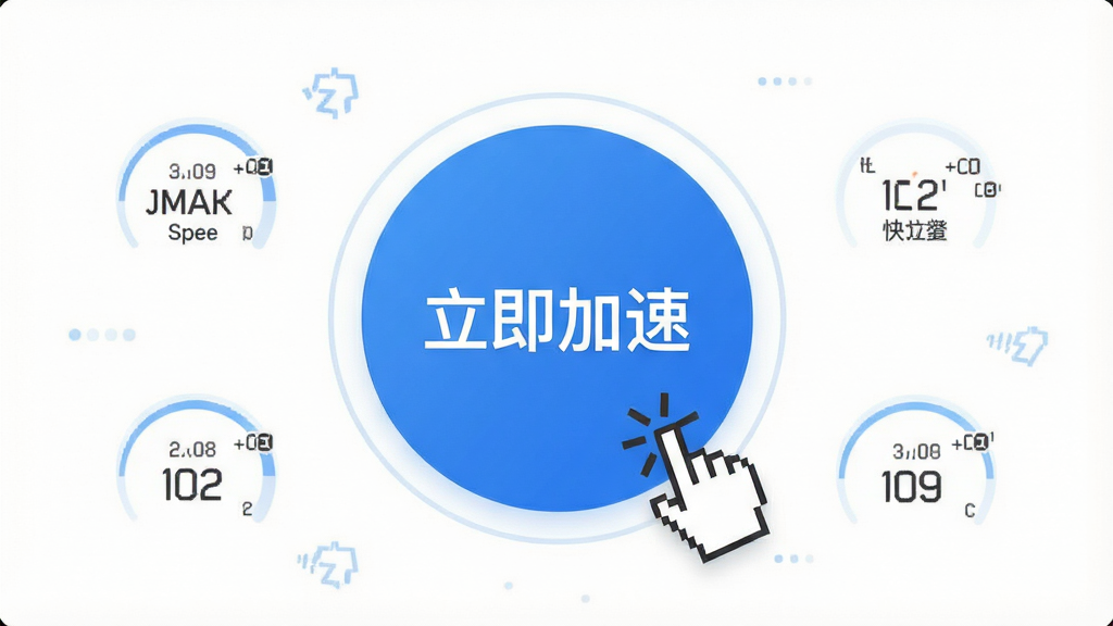 一张展示迅雷快鸟一键操作界面的图片,主体为软件操作按钮特写,布局为居中大按钮,排版极简,风格为清新扁平化,细节包括