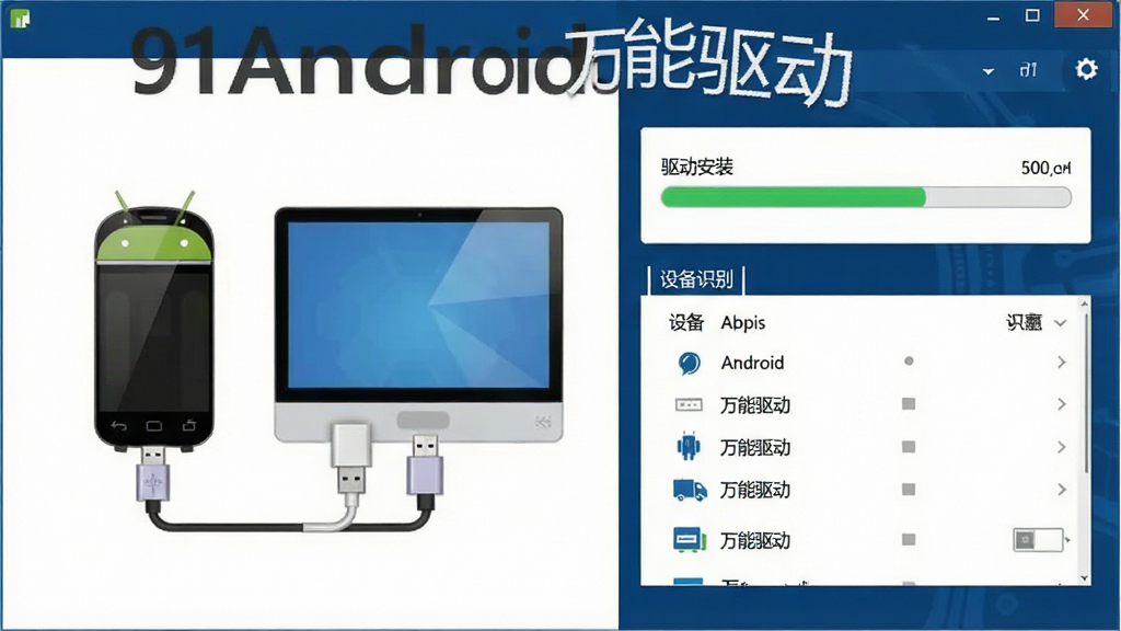 һ��չʾ91Android�������������������ͼƬ�������������������ڣ����Ϊ��׿�ֻ������ͨ��USB�����ӵ�ʾ��ͼ���Ҳ���ʾ������װ���������豸ʶ���б��������������ɫ���ɫ����ĿƼ���񣬱����ɾ����࣬�����������޶���Ԫ�أ�ͼƬ�����ֱ�ע��91Android����������