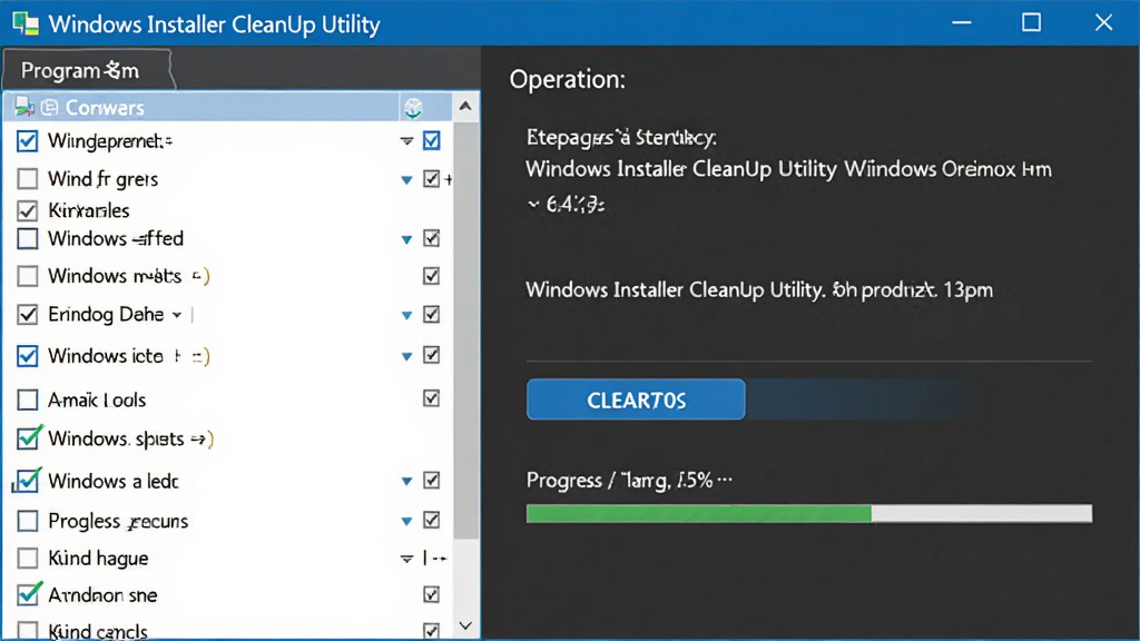 Windows Installer CleanUp Utility ���Ĺ���չʾͼ������Ϊ�����б����棬�������Ϊ���������б����Ҳ�Ϊ����˵�����֣��Ű�����������ƽ���Ƽ��У�ϸ�ڰ�����ѡ�������ť�������ʾ�����ʸ��壬�ɾ����޶���Ԫ��