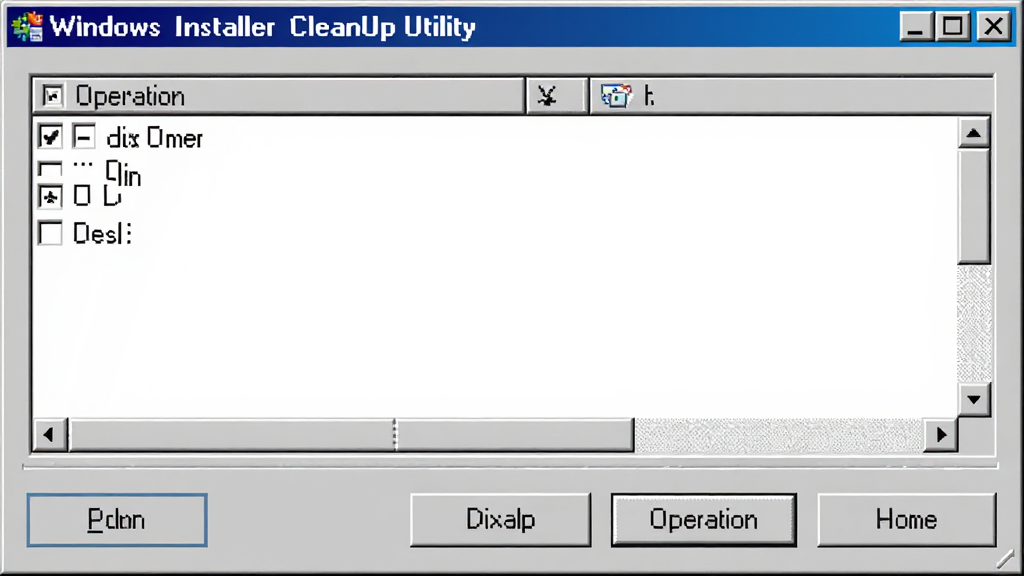 Windows Installer CleanUp Utility ���������ͼ������Ϊ���� Windows ��񴰿ڣ������Ϸ�Ϊ�����б������·�Ϊ������ť���Ű��࣬��񸴹�ʵ�ã�ϸ�ڰ����б���ѡ���밴ť�ؼ��������������ɾ����޶���Ԫ��
