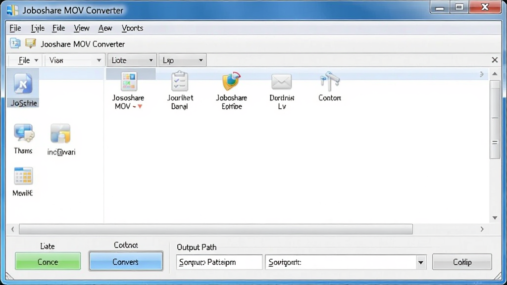 Joboshare MOV Converter 用户界面全貌图,画面展示软件完整窗口,顶部为菜单栏与软件名称