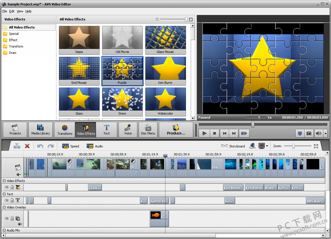 AVS Video Editor 界面功能展示图