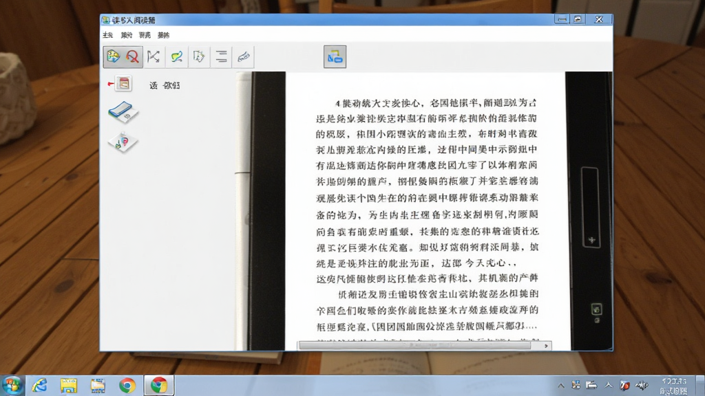 读书人阅读器软件运行在Windows桌面上的截图,展示软件窗口和任务栏图标,画面中有电子书阅读内容,整体风格真实自然,画质清晰