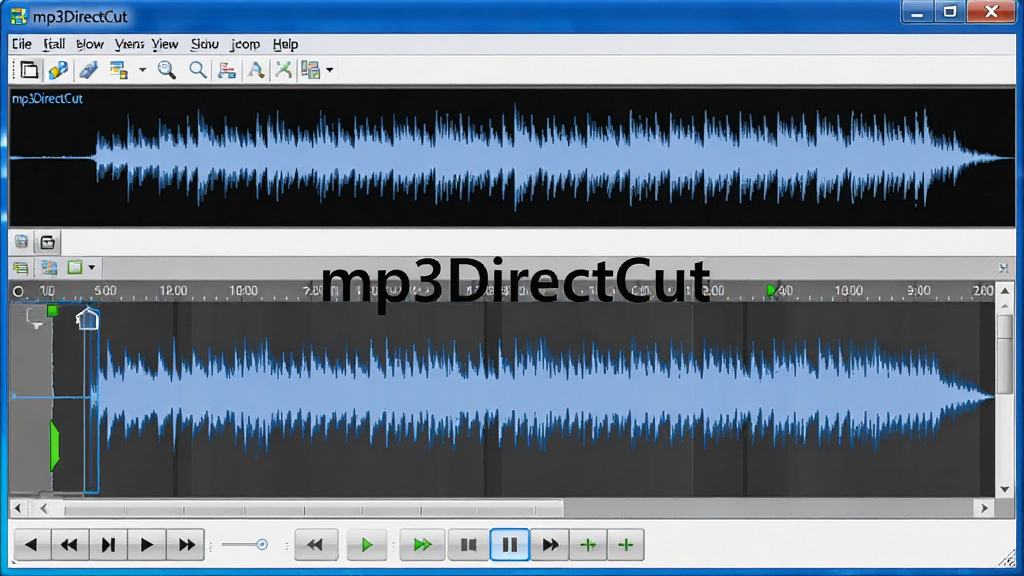 mp3DirectCut����������ȫ��������Ϊ����Windows���ڲ��֣������˵����벨����ʾ�����в�Ϊ��Ƶ������ʱ���ᣬ�ײ�Ϊ���ſ��ư�ť������������η������Ű�������ҷ����ṹ�����Ϊ�������Ƽ��磬ϸ�ڰ�����ɫ����ѡ������ɫ����ָ�롢��ɫ������ͼ�꣬���ʸ���ɾ��޶���Ԫ�أ���Ļ������ʾ����