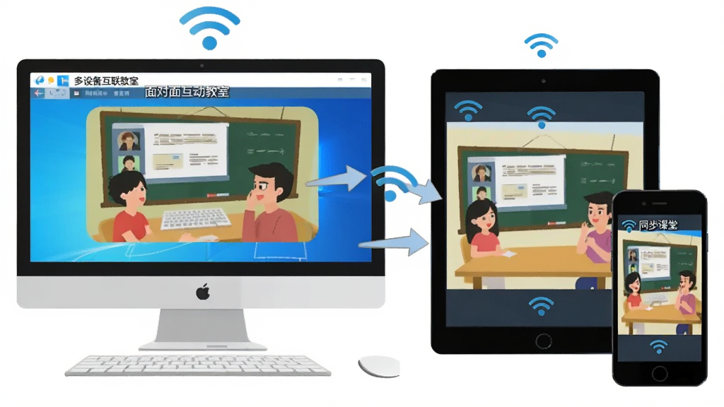 ���豸�����������������ΪWindows�������С�����滥�����ҡ����Ҳ�Ϊƽ����ֻ���ʾͬ�����û��棬����Ϊ�Խ��߹�ͼ�����Ϊ��ƽ��ʸ���廭��ϸ�ڰ���WiFi�ź�ͼ���ͬ����ͷ�������������ɾ����࣬�޶���Ԫ�ء�