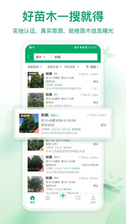 苗仓 安卓版 苗木库存界面