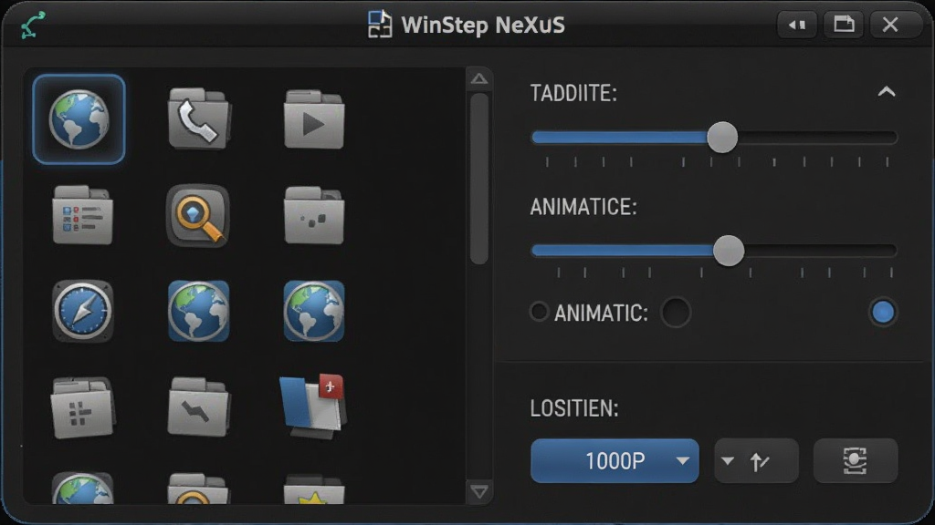һ�� WinStep NeXuS �������ý����ͼ������������ Dock ���Զ�����壬�����ʾͼ���б����Ҳ���͸���Ȼ��顢����Ч��ѡ���λ��ѡ��ť�����������ɫ��������ɫ�������������룬���Ϊרҵ���� UI��ϸ�ڰ�����ťԲ�ǡ�����̶ȡ�ͼ������ͼ������ 1080P �������ɾ�������Ԫ�أ������в������κ�����