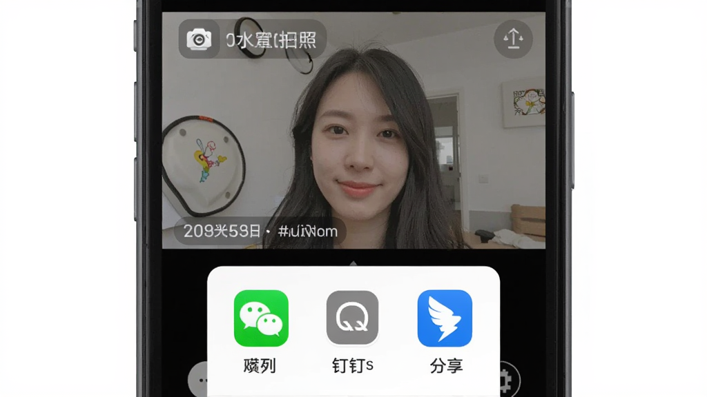 ˮӡ���ˮӡ���շ������棬����չʾ�ֻ���Ļ����Ƭ�����ɲ����������˵����˵��а���΢��QQ������ͼ�꣬��Ƭ�Ͽɼ�������ˮӡ��Ϣ������Ϊ�ײ�����ʽ����������죬ϸ����ͼ���������룬���ʸ���ɾ����޶���Ԫ��