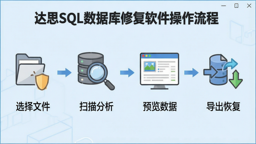 һ��չʾ��˼SQL���ݿ��޸������������̵�ʾ��ͼ���������������Ϊ��ѡ���ļ�����ɨ���������Ԥ�����ݡ��������ָ����ĸ����裬ÿ����������ͼ��ͼ������˵��������Ϊǳ��ɫ�����ֺ������У���������ˣ�ϸ�����������ʸ��壬�ɾ����޶���Ԫ��