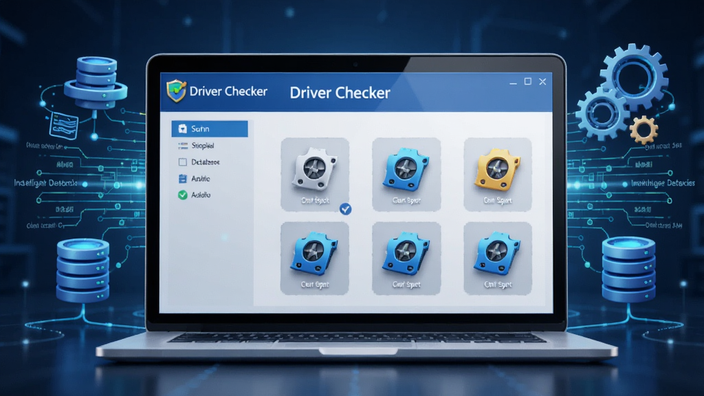 һ��չʾDriver Checker����ɨ������AI����ͼƬ��������һ̨�ʼǱ�������Ļ��ʾ��������ɨ��Ӳ����������Ļ�ϳ���