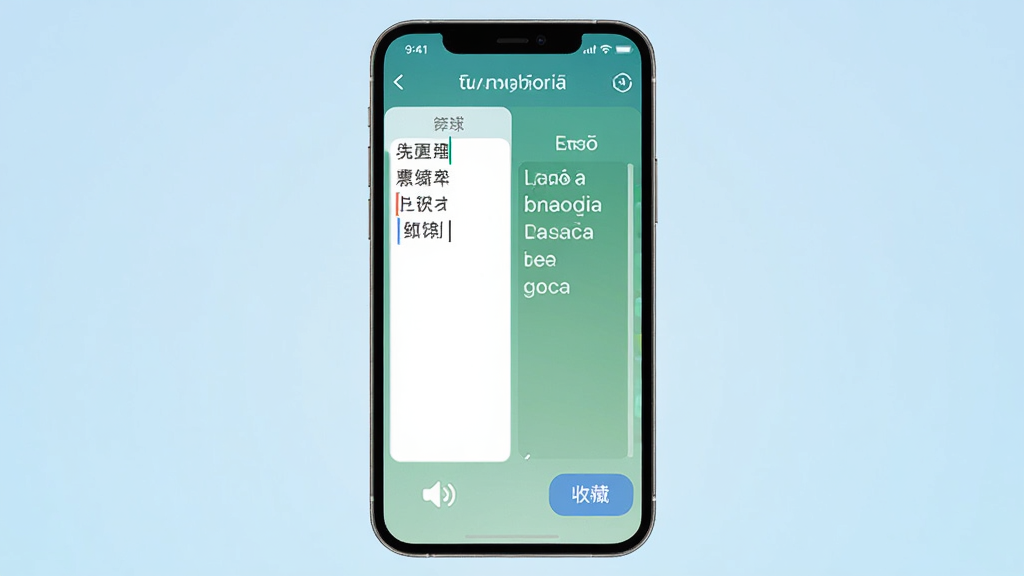 意大利语翻译通软件主界面预览图,画面中央展示一部智能手机,手机屏幕上显示着意大利语翻译通的应用界面,左侧是中文输入框,右侧是意大利语翻译结果,下方有喇叭发音图标和收藏按钮,背景为柔和的浅蓝色渐变,界面干净整洁,无多余装饰元素,整体风格清新简约,画质清晰,适合软件下载站展示。