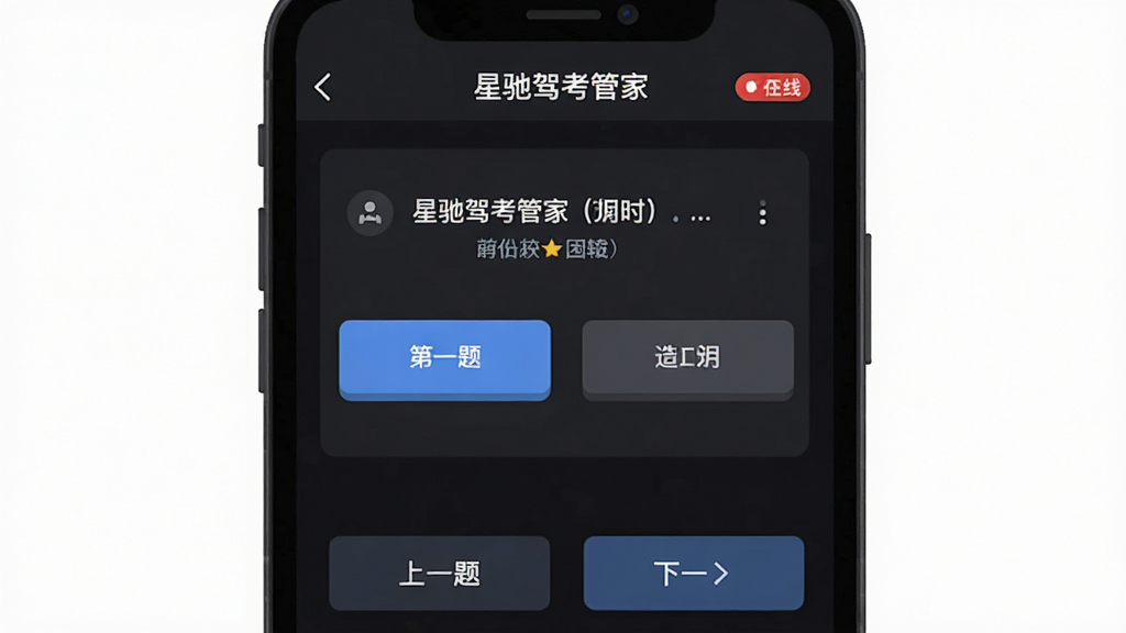 离线模式下的刷题界面,手机屏幕顶部显示