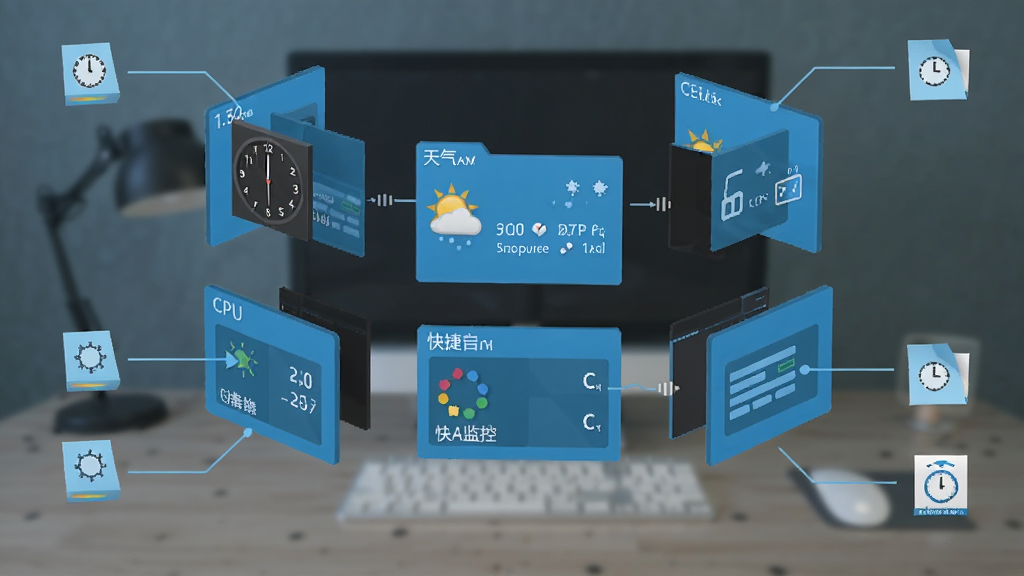 һ��Rainmeter�������Ƥ��ģ����ʾ��ͼ������Ϊ�����������ϵĶ��������忨Ƭ���ֱ��עʱ��ģ�顢����ģ�顢CPU���ģ�顢�������ģ�飬���ֳʱ�ըչ��״�����Ϊ��ƽ���Ƽ�����ϸ����������ָ���ӦƤ���ļ�ͼ�꣬���ʸ��塢�ɾ����޶���Ԫ��