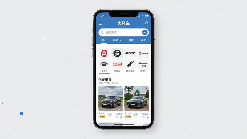 һ��չʾ��糵���ֳ�APP���Ľ����ͼƬ������������һ�������ֻ�����Ļ����ʾ�Ŵ�糵APP����ҳ������������Ʒ�Ʒ���ͼ����Ƽ���Դ�б��������Ǹɾ���Լ��ǳ��ɫ�����Ϊ�ִ���ƽ���Ƽ��磬ϸ�����������ʸɾ����޶���Ԫ��