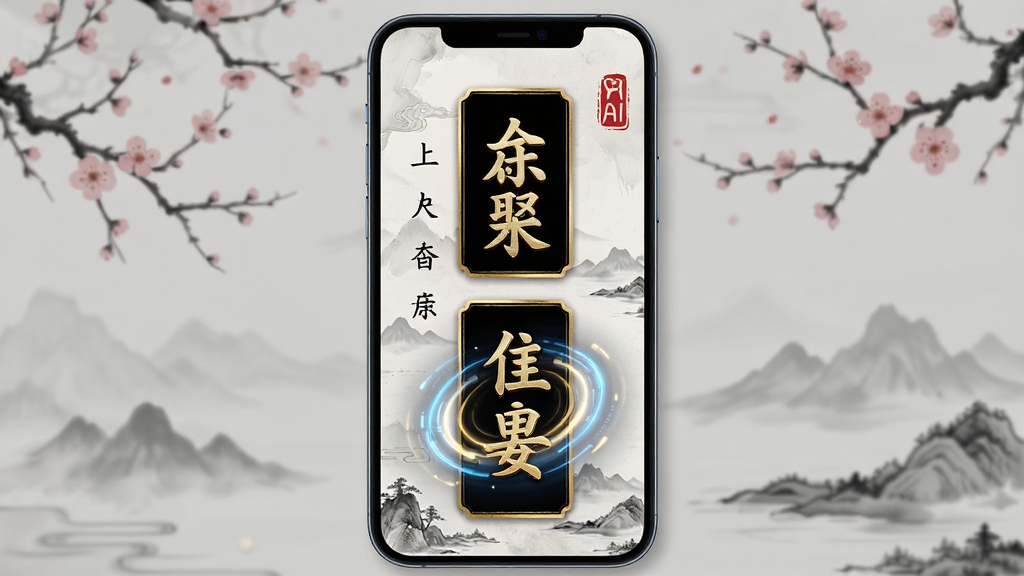 ����AIд��������������չʾͼ������Ϊ�ֻ���Ļ����Ļ����Ϊ���ŵ��й���ˮī������������ʾһ���������ɵĶ�������������ʾ��������AI�����еĶ�̬Ч��������Ϊ������У��������ִ��ϵ������С��Ű���ô�ͳ������ʽ�����ҶԳơ����Ϊ�й�����Ƽ����ںϡ�ϸ���ϣ����ִ��н�ɫ��ߣ������е�����÷����Զɽ��Ӱ��AIͼ����ӡ����ʽ��׺�����ʸ��壬����ɾ����޶���Ԫ�ء�