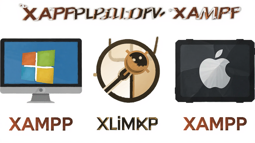 һ��չʾXAMPP��ƽ̨���Ե�ͼƬ��������������ͬ����ϵͳ���豸������ʾ������Ϊ�������У��Ű����룬���Ϊ��ƽ���廭��ϸ�ڰ���Windows��Linux��macOSͼ���XAMPP��־�������������ɾ����޶���Ԫ��