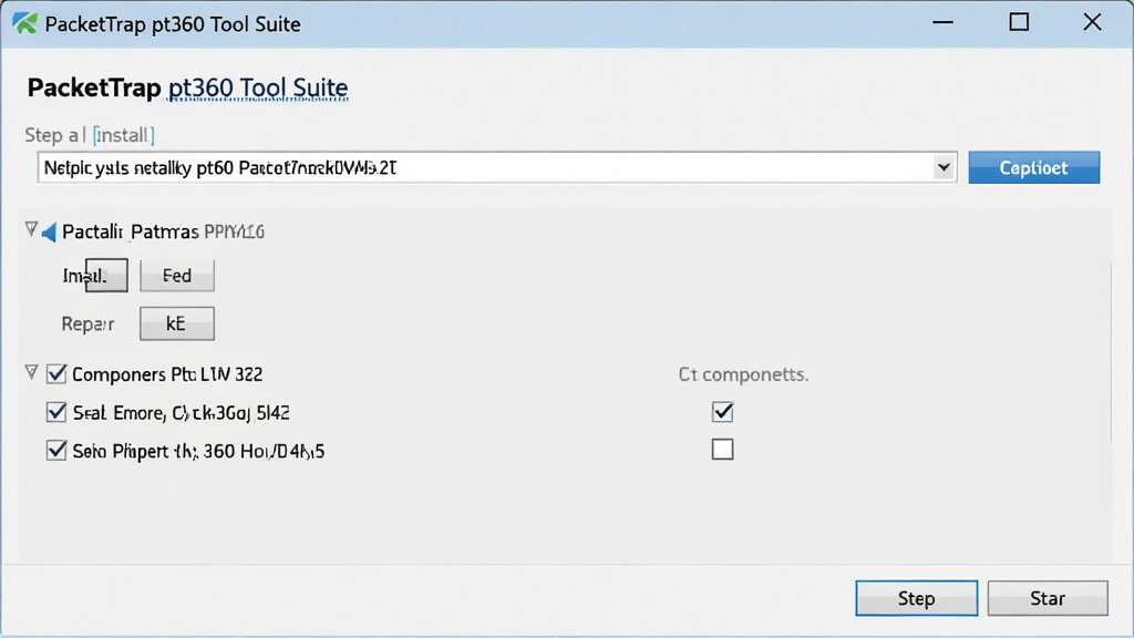 PacketTrap pt360 Tool Suite������װ�򵼽����ͼ��񣬻�����ʾ��װ·��ѡ��������ѡ���裬�����࣬����Ϊǳɫ�������������޶�������