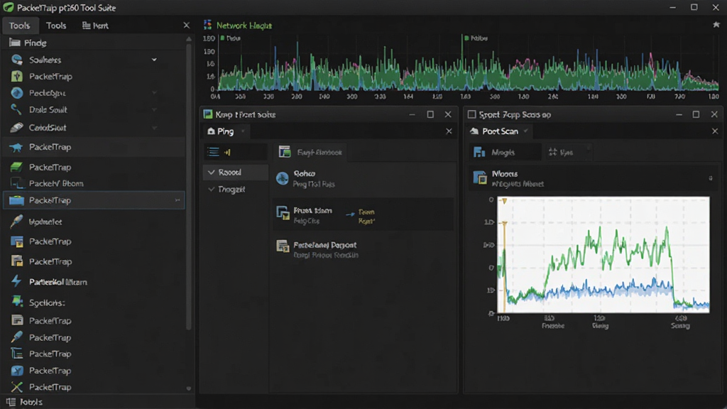 ����չʾPacketTrap pt360 Tool Suite������������๤���б����������Ҳ�ͬʱ��Ping�Ͷ˿�ɨ������������壬��Ļ�Ϸ���������������ͼ�����������ɫ���⣬�Ƽ���ʮ�㣬����ɾ����࣬���ʸ���