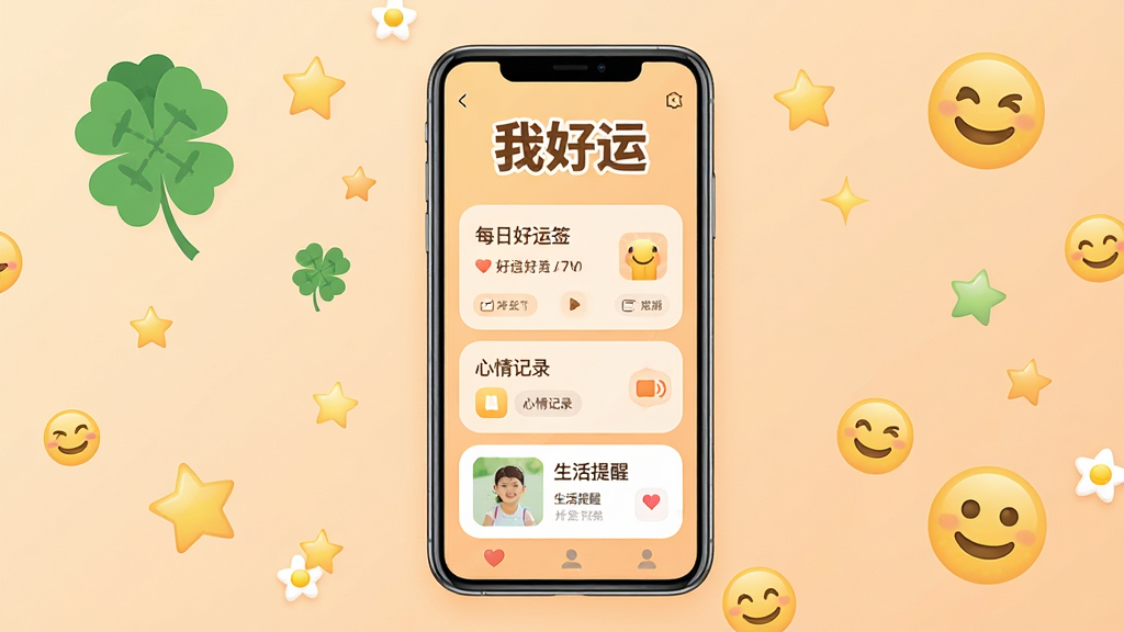����������һ�����������ֻ�����Ļ��չʾ��һ����Ϊ���Һ��ˡ���Ӧ�������棬���涥������Ŀ�ġ��Һ��ˡ����ֱ�ʶ���в�����͵�ůɫ����Ƭʽ���֣�����ÿ�պ���ǩ�������¼��ں���������С����������Ϊǳ��ɫ���䣬���ܵ�׺����Ҷ�ݡ����Ǻ�΢Ц������š�������������������ƽ����ƣ�ϸ�����������������ɾ����޶���Ԫ�ء�