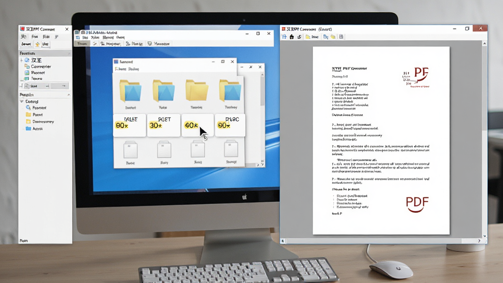 һ��չʾ����PDF Converterʵ�ò������ɵ�ͼƬ������Ϊ�������泡���������������ĵ�������ʾ������Ϊ�������������塢�Ҳ�PDF�ĵ�Ԥ�����ڣ��Ű���Ȼ�����Ϊ�칫ʵ���磬ϸ�ڰ������ָ�롢��ݼ���ʾ���ļ��д��ڵȣ�����ɾ����࣬�����������޶���Ԫ�ء�