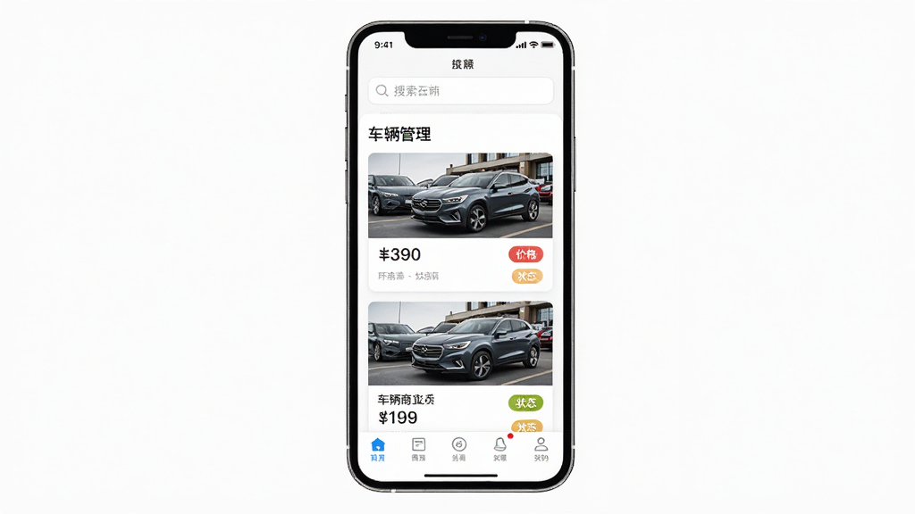 ����ͨ�ƶ��˲������棬����Ϊ�ֻ���Ļ�г���ͨApp�ĳ�������ҳ�棬����Ϊ�Ϸ��������м䳵����Ƭ�б����ײ����������Ű��ʺ�������������Ϊ��Լ�ִ��磬ϸ�ڰ���������Ƭ���۸��ǩ��״̬���¡��ײ��˵�ͼ�꣬���ʸ��壬�ɾ����޶���Ԫ��