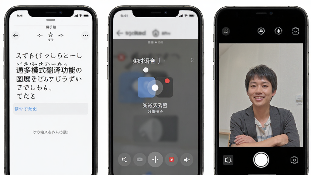 ���﷭��ͨ��ģʽ���빦��չʾͼ�������Ϊ�����������չʾ�������뷭����棬�м�չʾ����ʵʱ������棬�Ҳ�չʾ���շ�����棬�����ֻ���Ļ�������У�����Ϊ��ɫ����������񣬻��������ɾ�