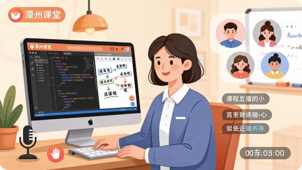 一位讲师坐在电脑前进行