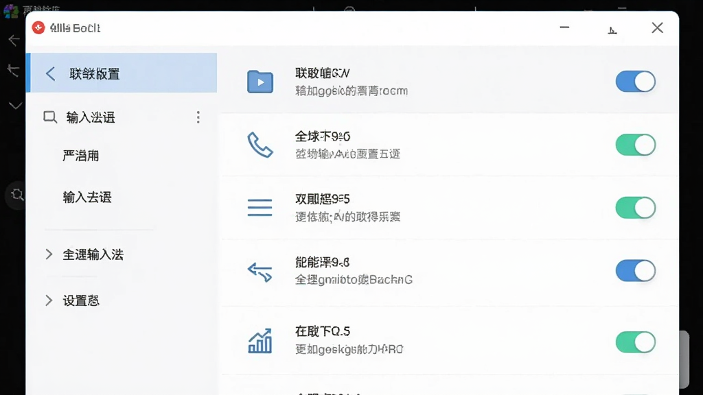 百度输入法联想版设置界面截图,显示简洁的菜单与无广告标识,画面主体为软件设置面板,布局为列表式,排版规整,风格为清爽极简,细节包括开关按钮、文字说明、图标线条,画质高清,干净,无多余元素