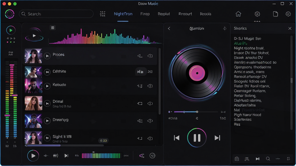 DJ���ֺ�����������ȫòչʾ������Ϊ��ɫ���ŷ��ĵ����������ֲ��������ڣ������ϲ�Ϊ�������뵼�����࣬�в�Ϊ�����б���Ƶ�������������Ҳ�Ϊ���ſ���������壬�Ű���պ��������ƫ��ҹ���޺�Ƽ��У�ϸ�ڰ����Ųʾ���������ת��Ƭͼ�꣬�����������ɾ����޶���Ԫ��