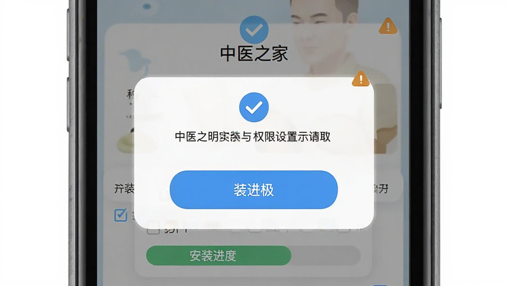 ��ҽ֮��APP��װ��Ȩ������ʾ��ͼ������Ϊ�ֻ���ĻչʾȨ�����󵯴��Ͱ�װ�����������ְ�����ť��˵�����֣��Ű�ֱ�ۣ����Ϊ�̳����ͼ���ϸ�ڰ�����ѡ�����ʾͼ�꣬���ʸ��壬�ɾ����޶���Ԫ��