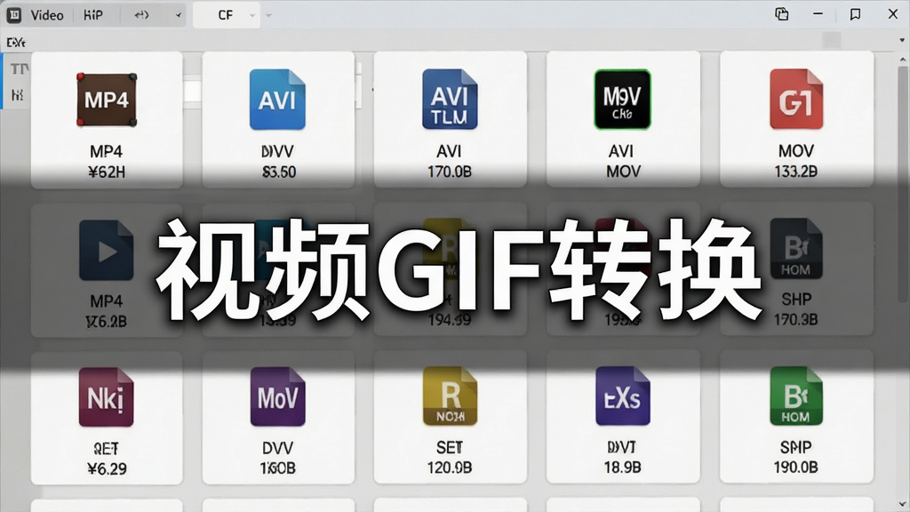 视频GIF转换多格式导入功能展示,主体为软件界面中视频文件列表区域,布局为纵向排列的文件卡片,排版清晰展示不同格式图标,风格为简约商务风,细节包含MP4、AVI、MOV等格式标识和文件大小信息,画面中文字标注