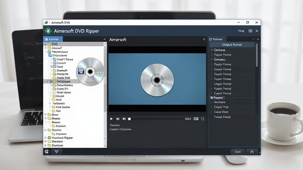һ�ŵ������泡��ͼ������������ Aimersoft DVD Ripper ���������棬���������ʾ DVD ����Ŀ¼�ṹ���м�����ƵԤ�����ڣ��Ҳ����������ʽѡ�����������İ칫���棬�бʼǱ����Ժ�һ�����ȣ���������ˬ��Լ����Ļ���������ɱ棬���ʸɾ����޶���Ԫ��