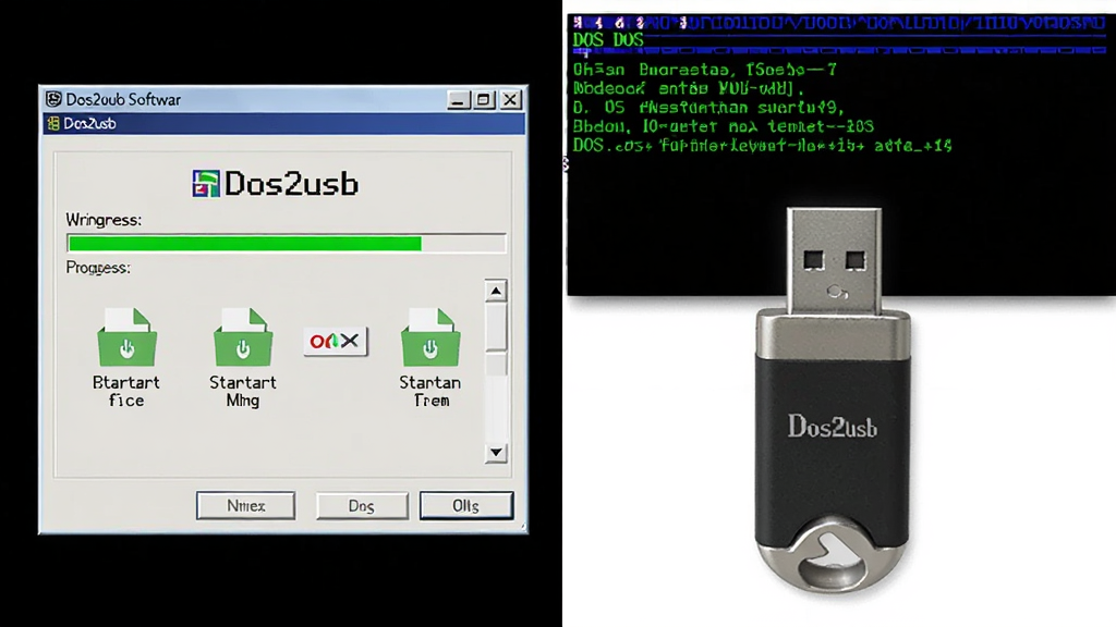 AI��ͼ��������һ��U����DOS�������棬����Ϊ���ҷ����������Dos2usb�����������ڣ��Ҳ���U������ɫDOS�ַ����棬�Ű��࣬���Ϊ���ֿƼ��磬ϸ�ڰ�����Dos2usb�����ֱ�ʶ��д��������������ļ�ͼ�꣬���ʸ��壬�ɾ����޶���Ԫ��