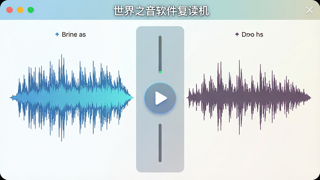 录音对比功能界面,画面左侧显示原始音频波形,右侧显示用户录音波形,中间有对比播放按钮,界面顶部标注