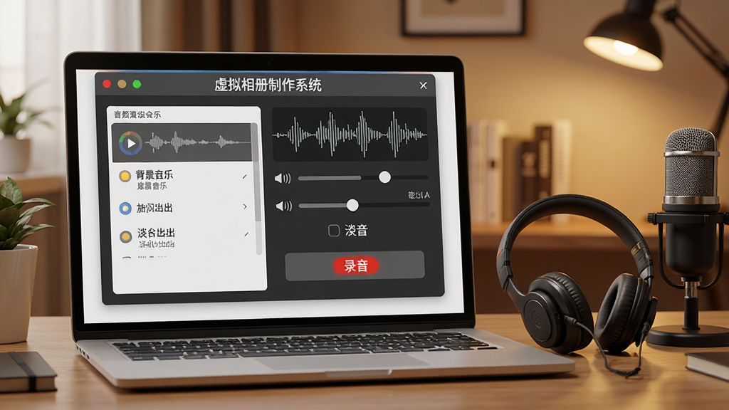 一张AI生成的图片,画面中心是一台笔记本电脑,屏幕上显示着