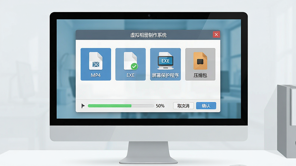 一张AI生成的图片,画面中央是一台电脑显示器,屏幕上显示着