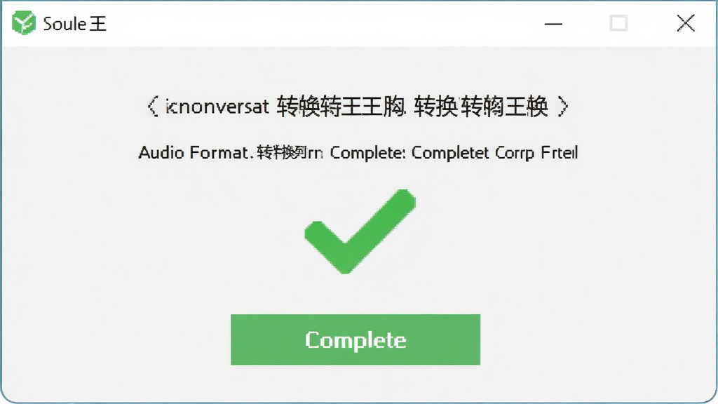一张展示全能王音频格式转换器转换完成提示窗口的图片,画面中显示绿色对勾与完成按钮,背景为浅色,风格简洁,画质干净