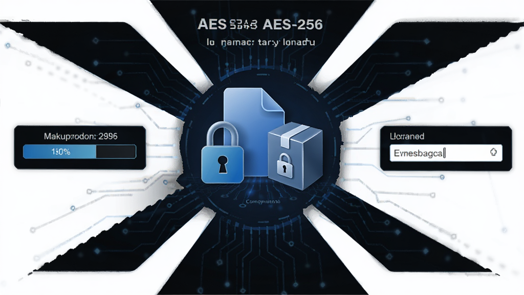 Areca Backup加密压缩功能示意图,主体为文件被锁与压缩包图标,布局采用中心向外辐射结构,排版对称,风格为深色科技感,细节包含AES-256文字标识、压缩比例指示条、密码输入框,画质高清、干净、无多余元素