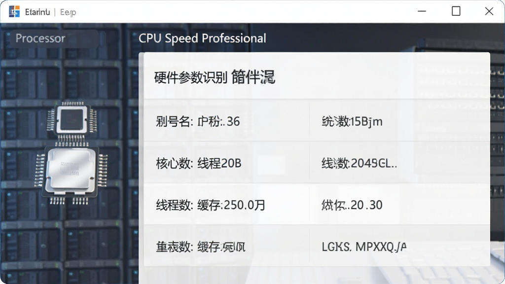 CPU Speed Professional Ӳ������ʶ����棬����Ϊ�������ͺ�����Ĳ����б�������Ϊ���ͼ���Ҳ�������Ϣ���Ű���������Ϊ��Լ����ϸ�ڰ����ͺ����ơ����������߳������������ݣ������������ɾ����޶���Ԫ��