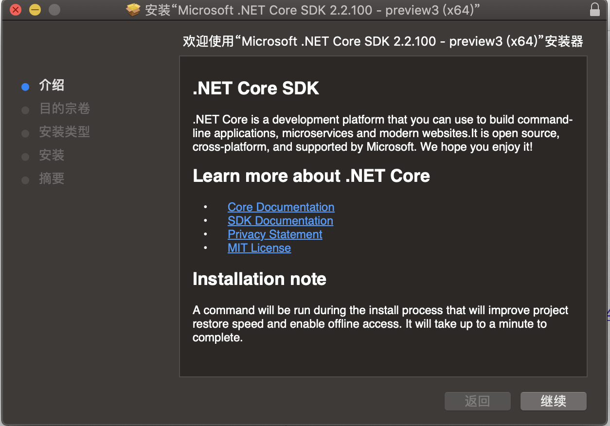 Microsoft .NET Core ���л��� ��װ����