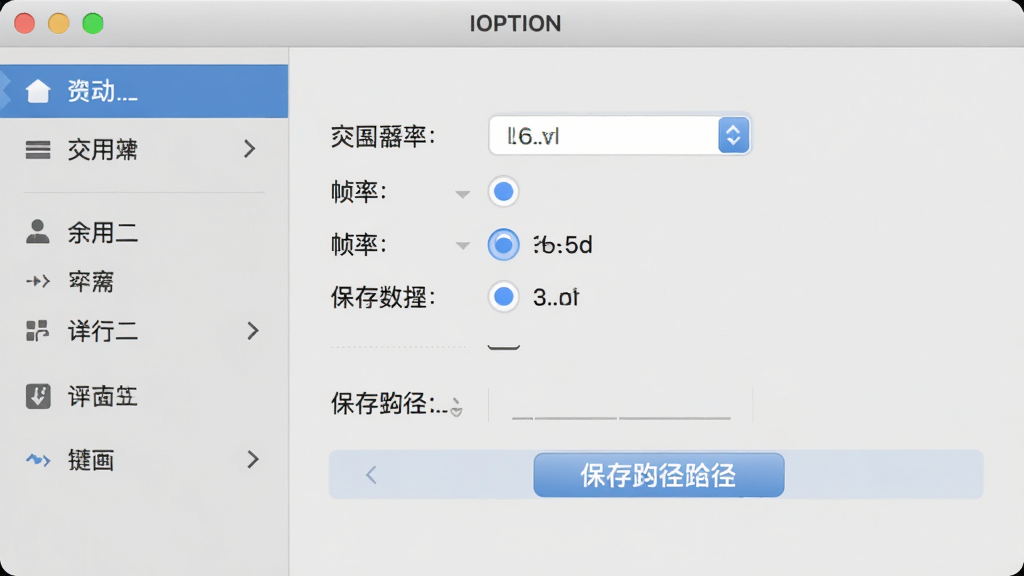 好哈屏幕录制设置界面截图,主体为录制参数配置面板,布局为左侧菜单右侧选项,排版清晰规整,风格为浅灰质感办公风,细节包括分辨率下拉框、帧率选项、保存路径按钮,画质干净无多余元素