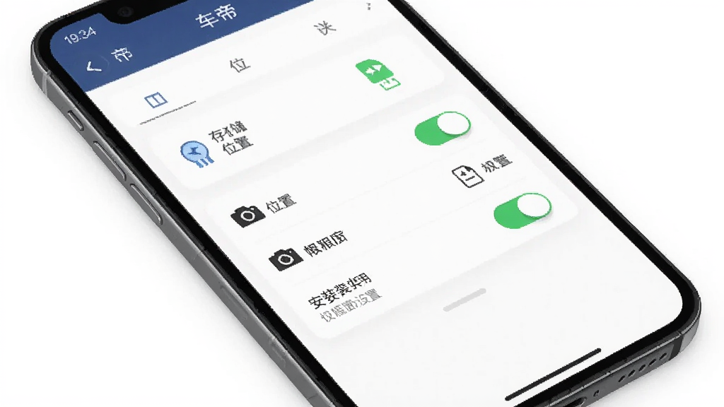 一车帝应用安装与权限设置示意图,画面展示手机屏幕中一车帝APP的权限管理页面,包含存储、位置、相机等权限开关,背景为白色,风格简约商务,细节清晰,画质干净,无多余元素