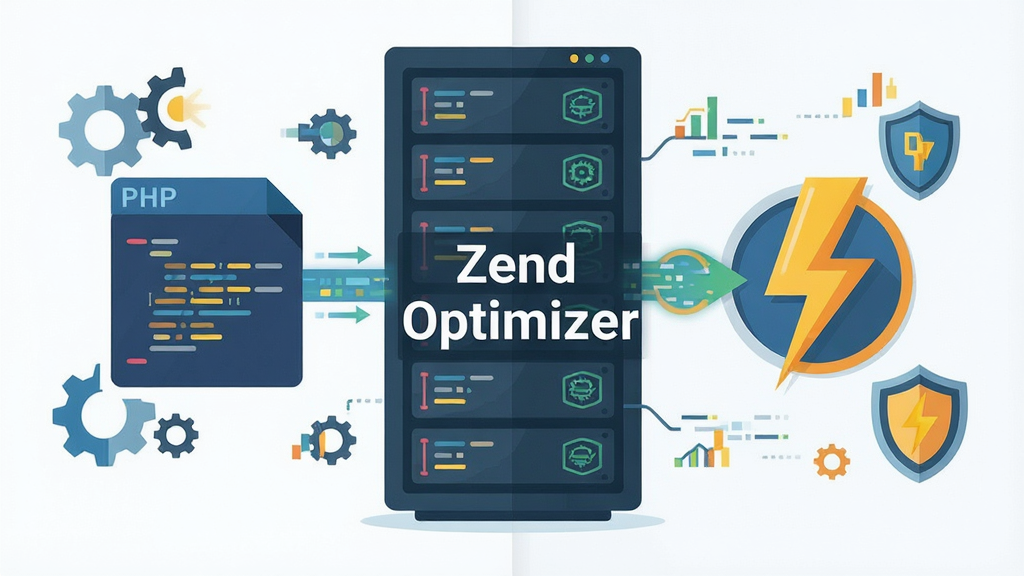 һ��չʾZend Optimizer��������ԭ����ʾ��ͼ������������һ̨������������PHP������ˮ�ĳ�����ϣ����ֲ������ҷ����ṹ�����ΪPHPԴ����ͼ�꣬�Ҳ�Ϊ���ٺ������ͼ�꣬�Ű������������Ϊ��ƽ���Ƽ��廭��ϸ���ϼ�����֡������������Ƶ�Ԫ�أ����ʸ��壬����ɾ����޶���Ԫ�أ�ͼƬ�����д���֡�Zend Optimizer��