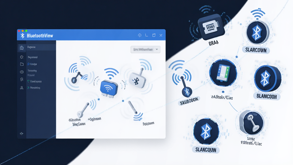 BluetoothViewʵʱɨ�������豸����������Ϊ������������ΧƯ���������豸ͼ�꣬����Ϊ������������Ҳ��豸ͼ�껷�ƣ��Ű���öԽ����Ӿ����������Ϊ�Ƽ��б�ƽ�廭��ϸ�ڰ����źŲ������豸���Ʊ�ǩ�������������ɾ����޶���Ԫ��