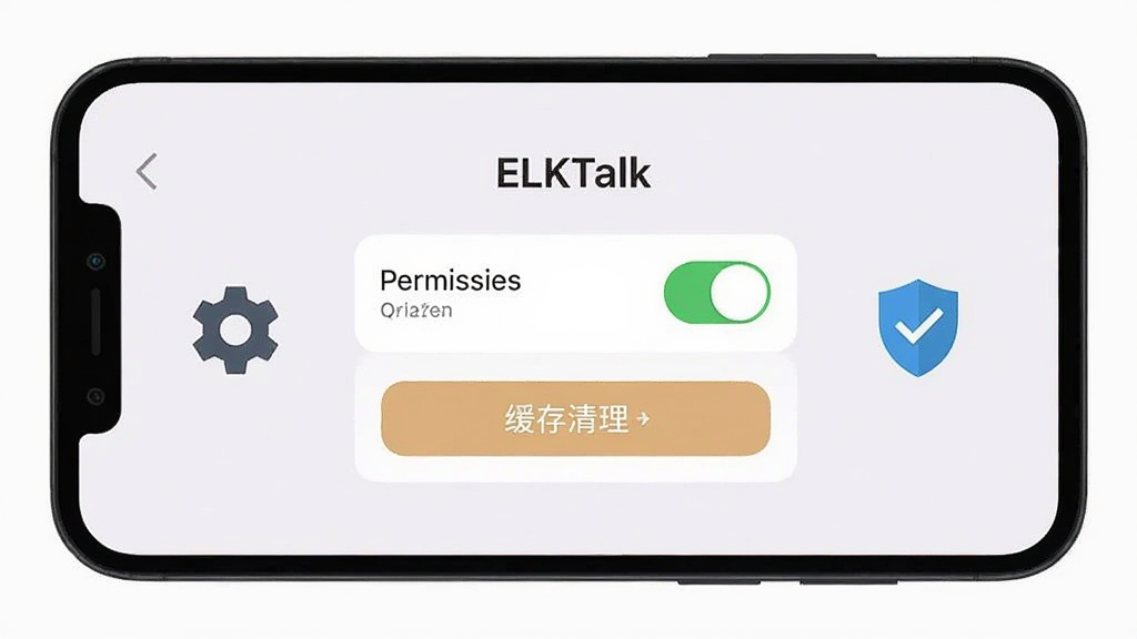�ֻ���Ļ��ʾELKTalk���ý��棬����Ȩ�޿����뻺��������ť���Ա��г��ֺͶ���ͼ�꣬������У�������������ƽ�����ǳɫ���������ʸ��壬�ɾ��޶���Ԫ��